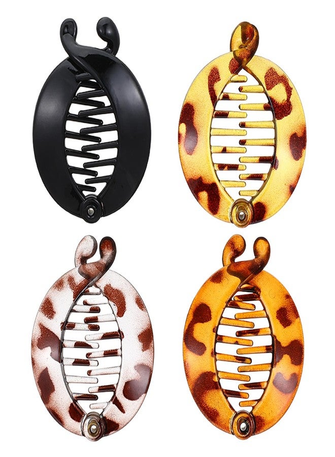 Ymapinc 4 Pcs Mini Banana Clips for Hair, Ymapinc Small Banana Clip for Women, Non-Slip Fishtail Grips for Thin/Fine/Curly Hair, Durable Styling Ponytail Holders(Black,Brown,Gray, Yellow) - Image 1